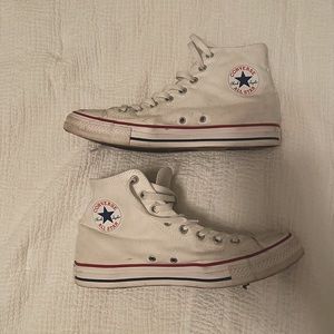 CONVERSE CHUCK TAYLOR ALL STAR CANVAS HI SNEAKERS | WHITE SIZE 10
